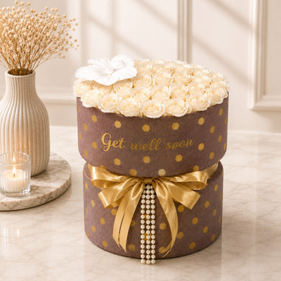 Luxury White Rose Get Well Soon Flower Bouquet - Fabric Bouquet