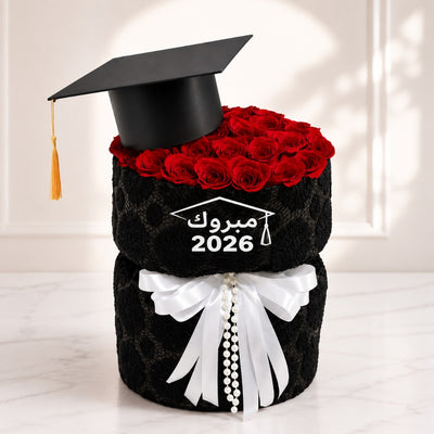 Elegant Red Rose Graduation Flower Bouquet - Fabric Bouquet