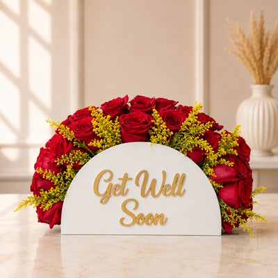 Premium Fresh Red Rose Get Well Soon Floral Arrangement