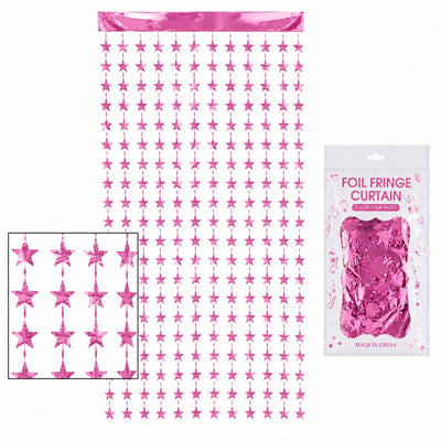 Star Shape Foil Fringe Curtain For Party Decoration - Light Pink