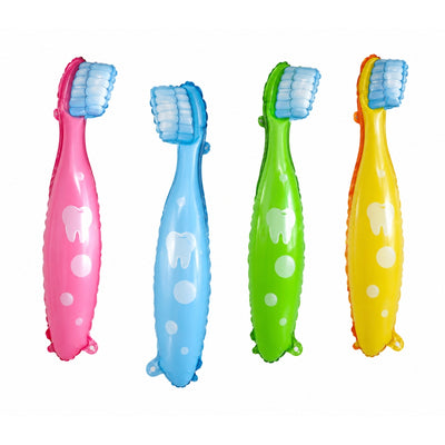 Toothbrush Shaped Foil Balloon Set - Pack Of 4 (Uninflated)