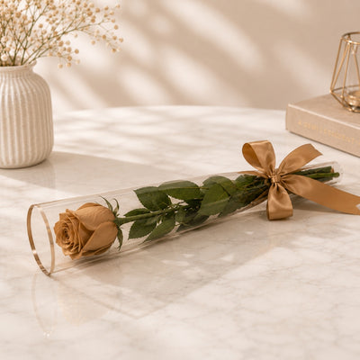 Single Rose Flower Hand Bouquet - Toffee Brown Colour