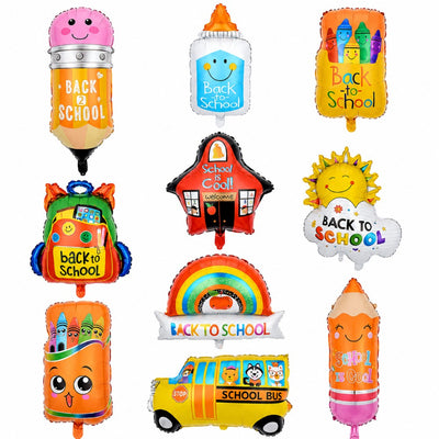 Back To School Foil Balloon Set - Assorted Designs - Pack Of 10 (Uninflated)