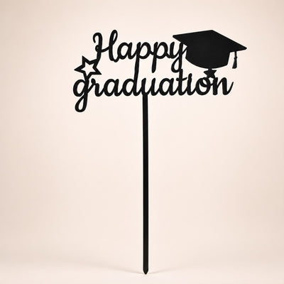 Happy Graduation Topper - Black - 23 x 15 cm