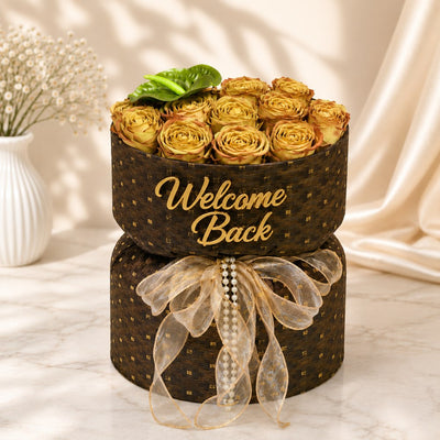 Welcome Back Toffee Brown Rose Round Flower Bouquet