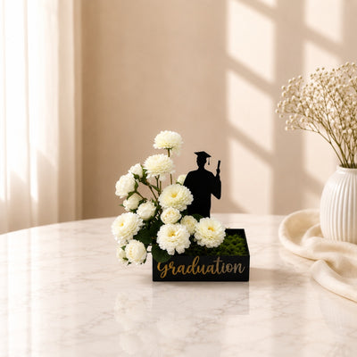 Elegant White Fresh Flower Graduation Arrangement