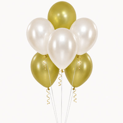 Sempertex Helium Balloon Combo Set - Metallic Gold And Satin Pearl - 6 Pcs