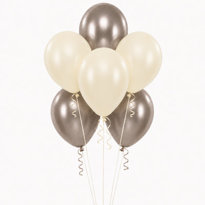 Sempertex Helium Balloon Combo Set - Reflex Champagne And Satin Ivory - 6 Pcs