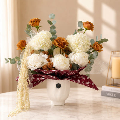 Fresh Flower Vase with White Peonies