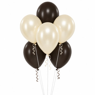 Sempertex Helium Balloon Combo Set - Fashion Chocolate and Satin Ivory - 6 Pcs