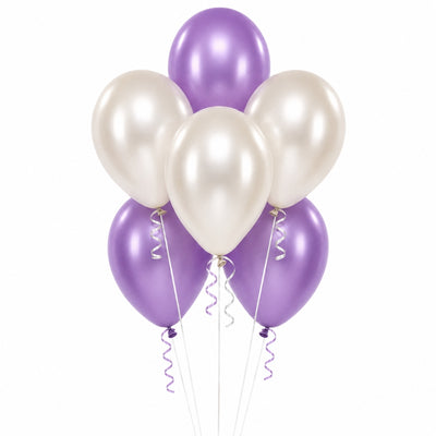 Sempertex Helium Balloon Combo Set - Satin Pearl and Satin Lilac - 6 Pcs