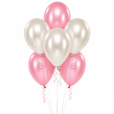 Sempertex Helium Balloon Combo Set - Satin Pearl And Satin Pink - 6 Pcs