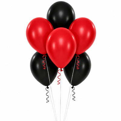 Sempertex Helium Balloon Combo Set - Fashion Red And Fashion Black - 6 Pcs