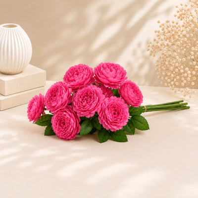 Artificial Hot Pink Garden Rose - 1 Bunch