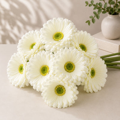 Artificial White Gerbera Daisy - 10 Stems