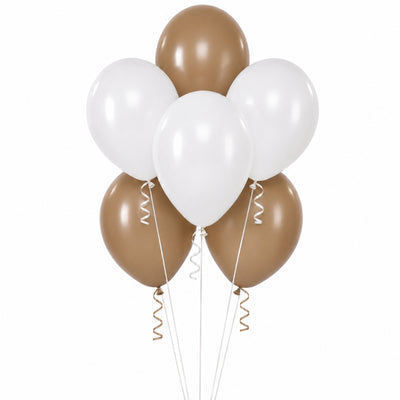 Sempertex Helium Balloon Combo Set - Fashion Coffee And Fashion White - 6 Pcs