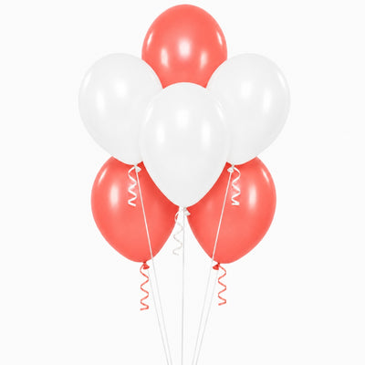 Sempertex Helium Balloon Combo Set - Fashion Tropical Coral And Fashion White - 6 Pcs