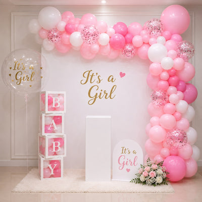 It's a Girl Gender Reveal Party Indoor Balloon Arch Arrangement