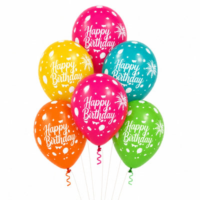 Sempertex Happy Birthday Helium Balloon Combo Set - Assorted Color - 6 Pcs