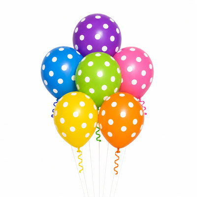 Sempertex Dots Printed Helium Balloon Combo Set - Assorted Color - 6 Pcs