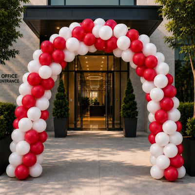 Party Entrance Balloon Arach Arrangement - Red And White