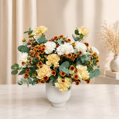 Elegant Mixed Carnation Flower Arrangement in Ceramic Vase