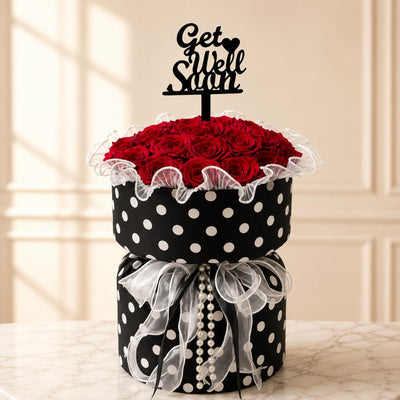 Get Well Soon Red Rose Flower Bouquet - Fabric Bouquet