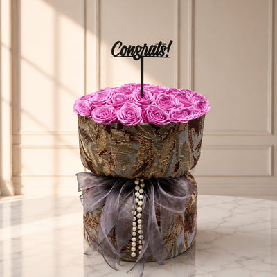 Congratulations Pink Rose Flower Bouquet - Fabric Bouquet