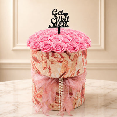 Get Well Soon Pink Rose Flower Bouquet - Fabric Bouquet