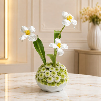 White Tulip Flower Vase Arrangement