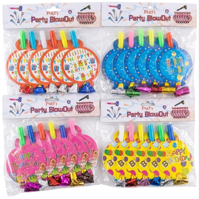 Happy Birthday Designed Party Horn Whistle - Assorted Colours - ( 1 Pack Only )