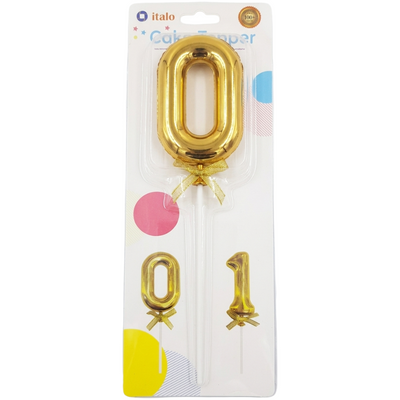 Cake Decoration 0 Number Metallic Cake Topper - Gold Colour