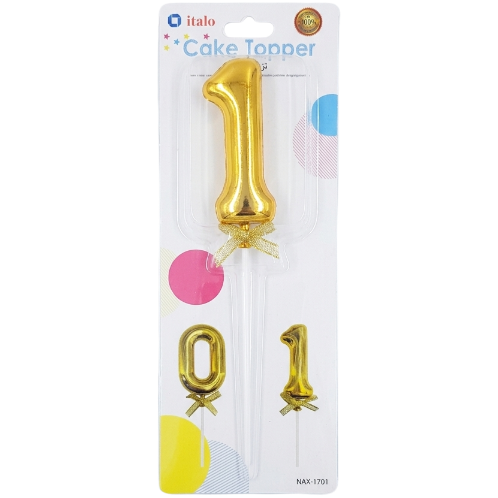Cake Decoration 1 Number Metallic Cake Topper - Gold Colour