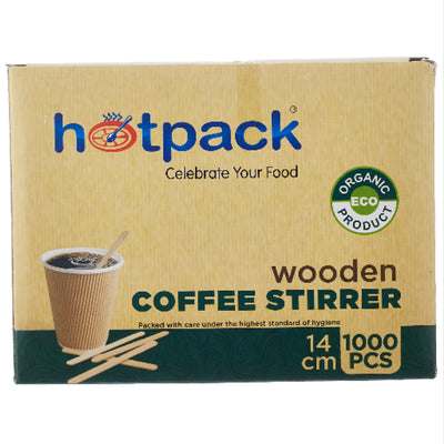 Hotpack Party Disposable Wooden Coffee Stirrer - Pack Of 1000 Pcs - 14 Cm