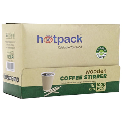 Hotpack Party Disposable Wooden Coffee Stirrer - Pack Of 1000 Pcs - 19 Cm