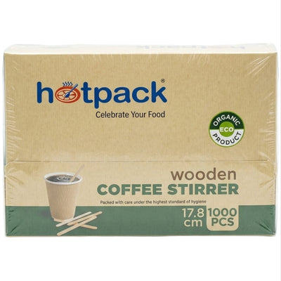 Hotpack Party Disposable Wooden Coffee Stirrer - Pack Of 1000 Pcs - 17.8 Cm