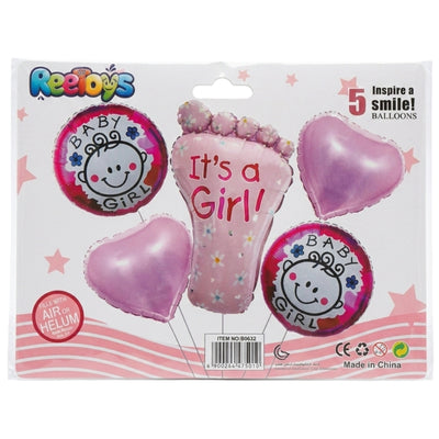 Its A Girl Decorative Foil Balloon - 5Pcs Sett - Pink Colour