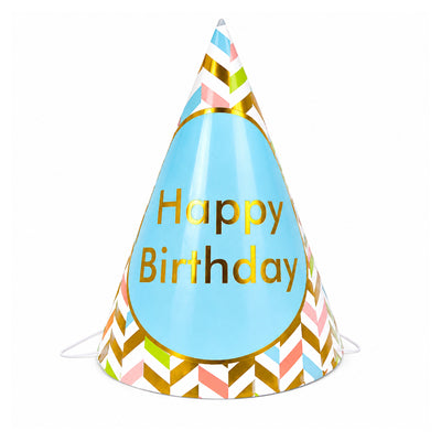 Happy Birthday Hot Stamping Party Hat - Party Cap - Pack Of 10Pcs