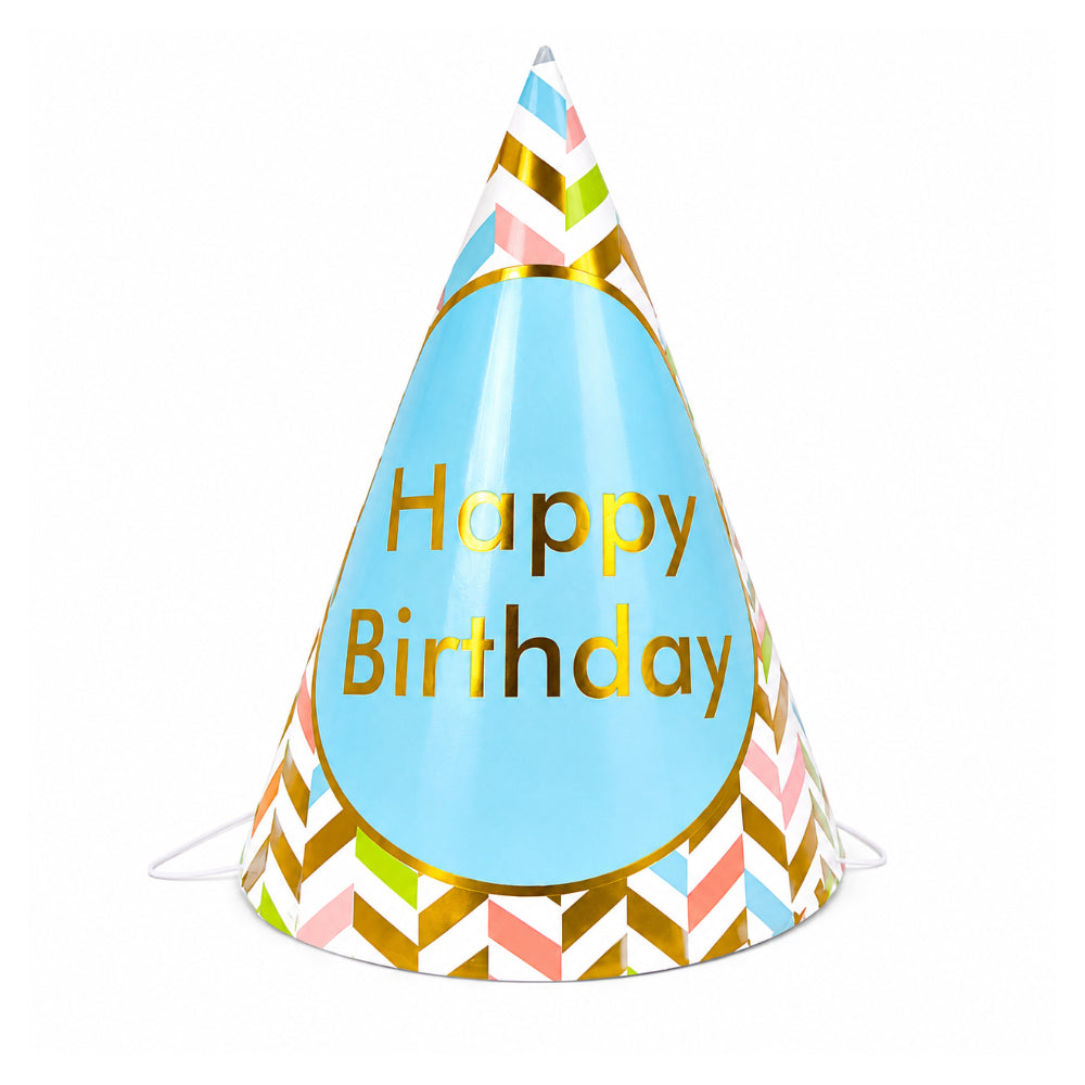 Happy Birthday Hot Stamping Party Hat - Party Cap - Pack Of 10Pcs