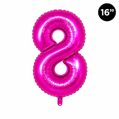Happy Birthday Party Decoration Foil Balloon Number 8 - Hot Pink - 16 Inch