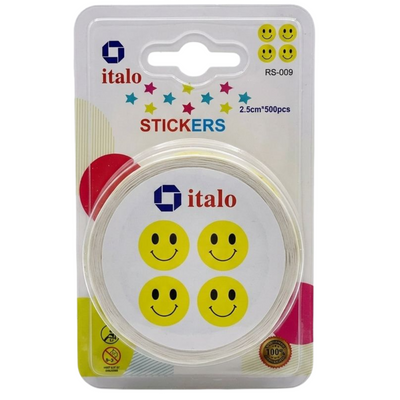Smiley Roll Face Sticker - Roll Of 500Pcs - Yellow Colour 2.5Cm
