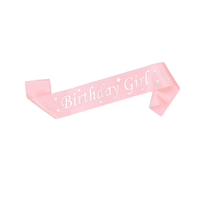 Happy Birthday Girl Satin Sash - Light Pink