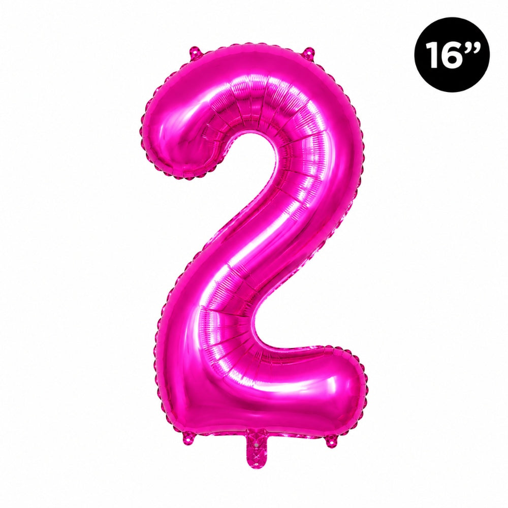 Happy Birthday Party Decoration Foil Balloon Number 2 - Hot Pink - 16 Inch