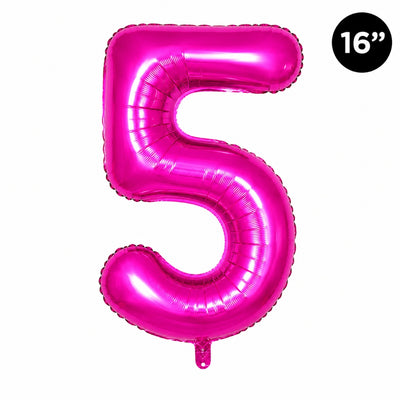 Happy Birthday Party Decoration Foil Balloon Number 5 - Hot Pink - 16 Inch