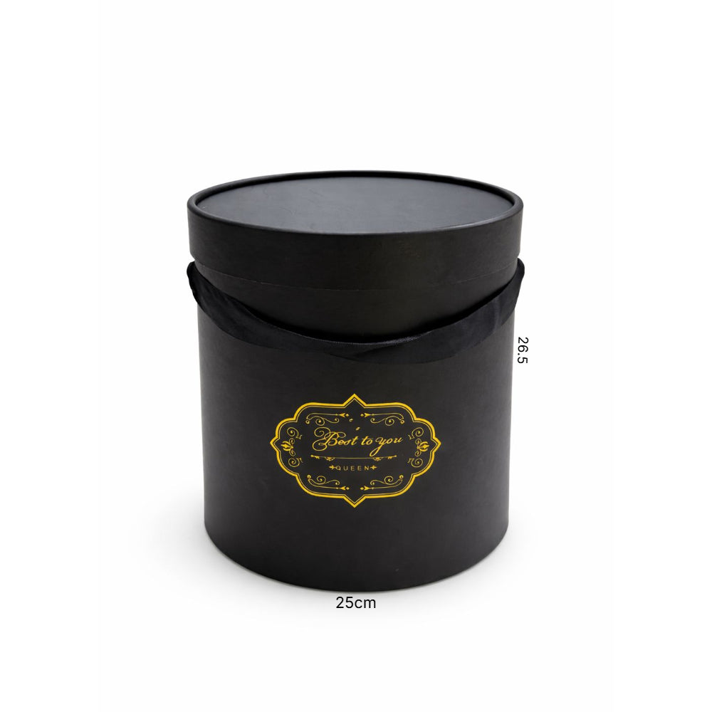 Gift Box Black Colour Round - Large - 25X26.5Cm