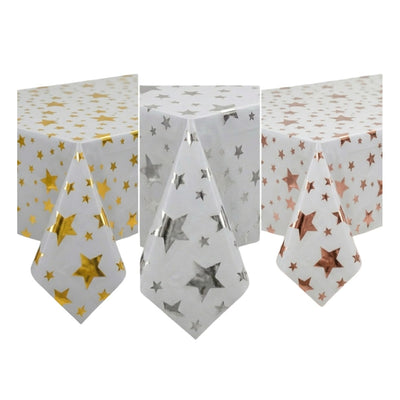 Party Decoration Star Printed Light Gray Aluminum Foil Tableware - Assorted Colour Prints Table Cover - 1.37X1.83 M ( 1 Pc Only )