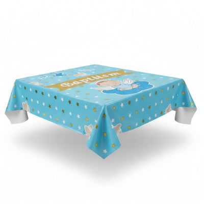 Party Decoration Baby Angel Printed Light Blue Aluminum Foil Tableware - Table Cover - 1.37X2.74 M