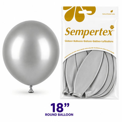 Sempertex Latex Balloons - Reflex Silver - Pack Of 6 - 18 Inch (Uninflated)