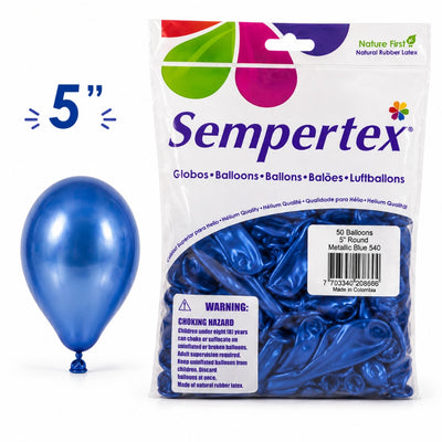 Sempertex Latex Balloons - Metallic Blue - Pack Of 50 - 5 Inch (Uninflated)