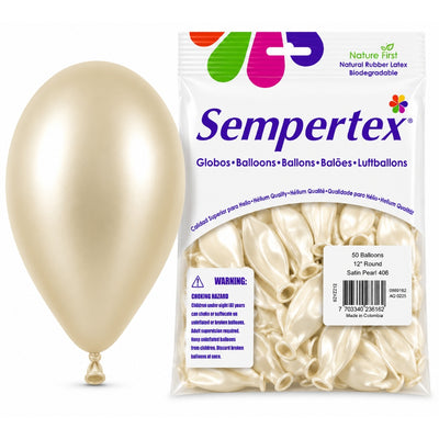 Sempertex Latex Balloons - Satin Pearl - Pack Of 50 - 12 Inch (Uninflated)
